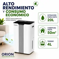 PURIO - Deshumedecedor Digital 20L ORION – Alto Rendimiento y Consumo económico