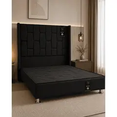BARAKA HOME - CAMA TAPIZADA MILAN + BASE DE CAMA KOLPA 2 PLZ - NEGRO