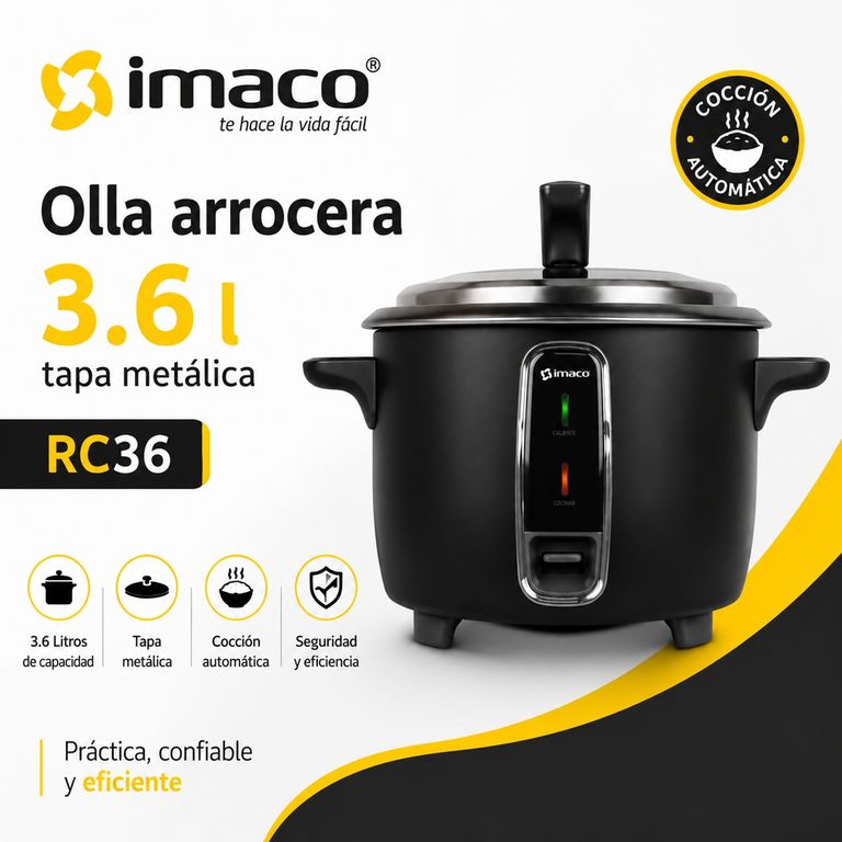 Olla arrocera 3.6L tapa metálica RC36
