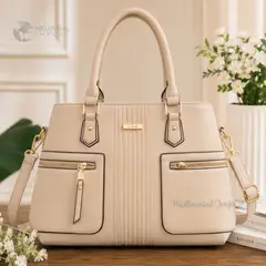 GENERICO - Bolso Cartera de cuero PU elegante Amplia Capacidad color Beige