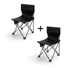 GENERICO - Pack 2 Sillas Plegables Camping Mini - Negro