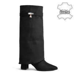 KALURI - Bota Alta para Mujer - Shark 01G Negra