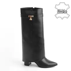 KALURI - Bota Alta para Mujer - Shark 01 Negra
