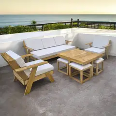 MOVENDA - Set de terraza Dominico 9 Personas con Mesa y Banquetas