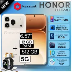 HONOR - Celular 600 Pro 5G 6.57" Pulg 12GB RAM 512GB MagicOS 10 - Dorado Platino