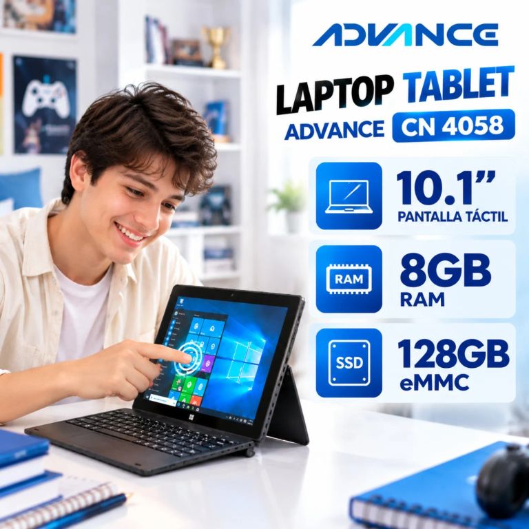 CN4058 2 en 1 Celeron N4020, 8GB RAM, 128GB SSD, 10.1″ Tácti