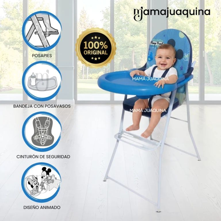 Silla de Comer Plegable «MEESKA» con DIseño Ratón Blue