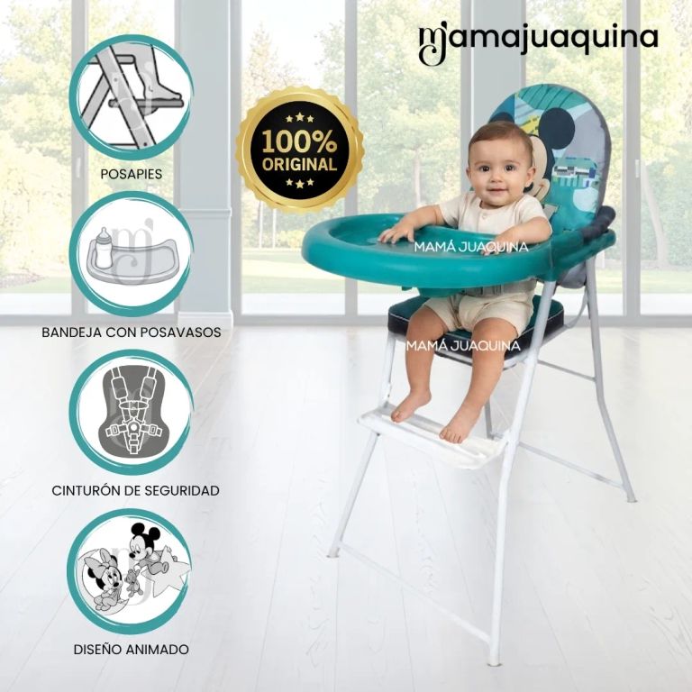 Silla de Comer Plegable «MEESKA» con DIseño Ratón Green