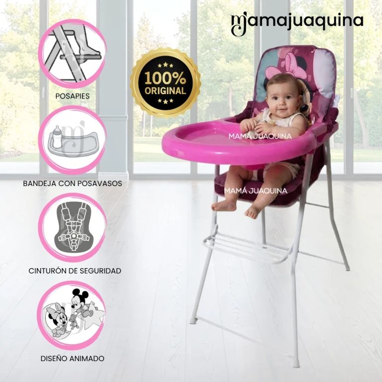 Silla de Comer Plegable «MEESKA» con DIseño Ratón Pink