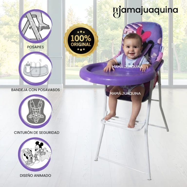 Silla de Comer Plegable «MEESKA» con DIseño Ratón Purple