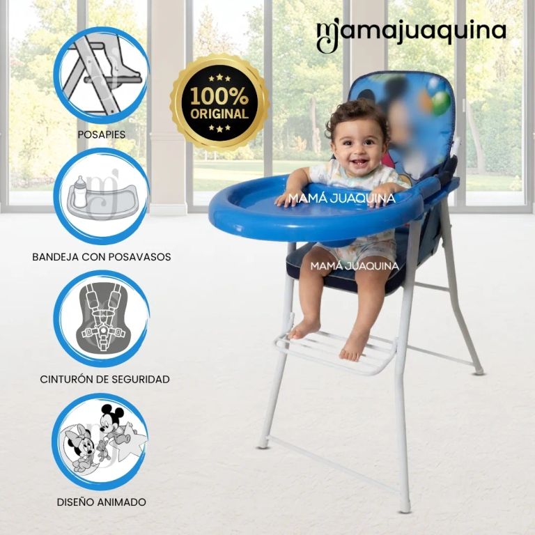 Silla de Comer Plegable «MOUSKA» con DIseño Ratón Blue