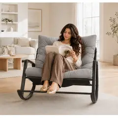 GENERICO - SILLA MECEDORA SILLON SOFA CON ALMOHADA DOBLE CARA SALA TERRAZA JARDIN PLAYA