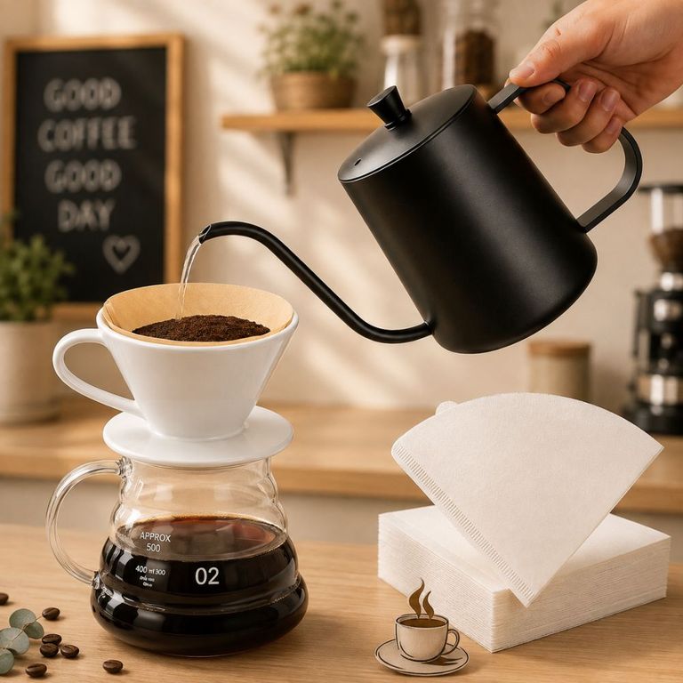 Pack cafetero V60 cerámico + jarra 600 ml + Tetera cisne + filtro papel