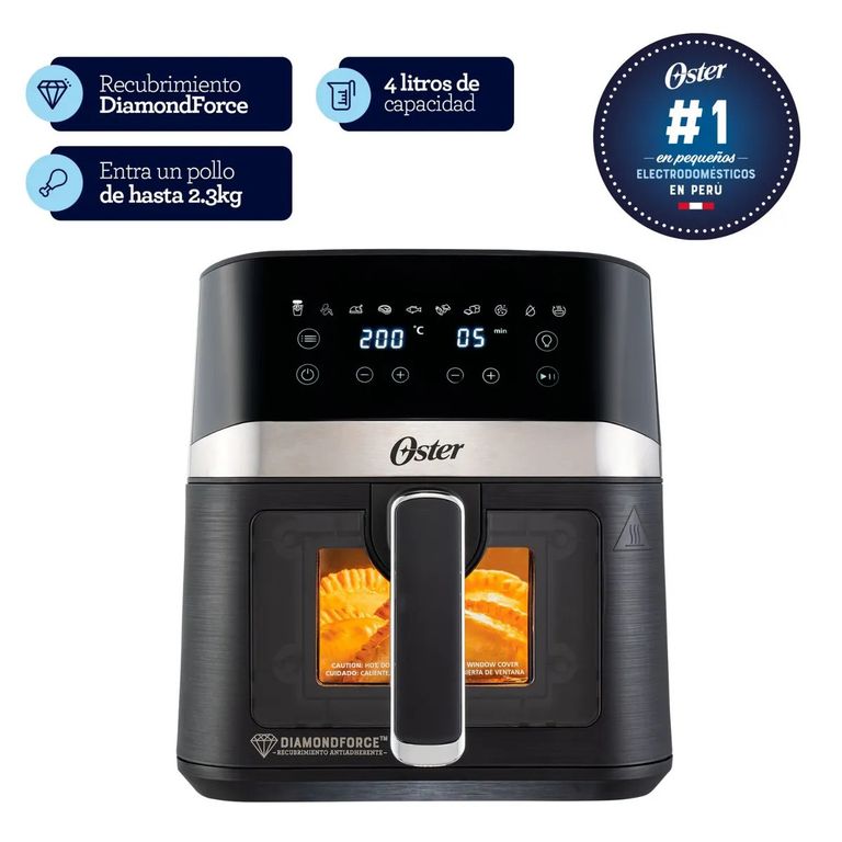 Freidora De Aire 4l Digital Con Ventana Y Revestimiento Diamondforce CKSTAF40WDDF-053