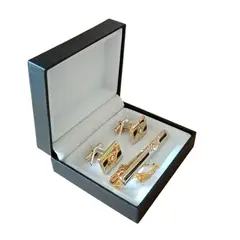 GENERICO - Set Gemelos con Pisa Corbata - Dorado rectangular