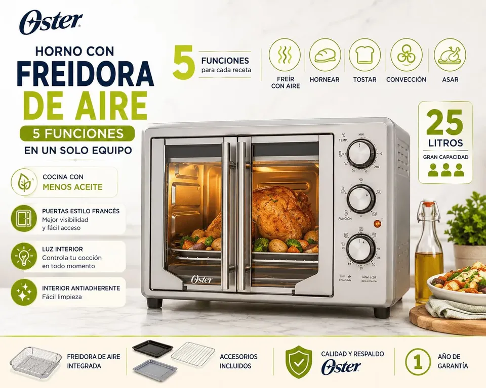 Horno con Freidora de Aire 25 Litros Multifunción 5 Funciones TSSTTV25FDMAFNS