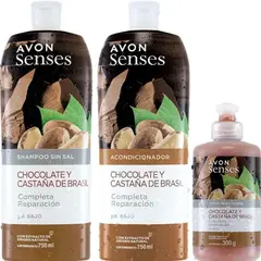 Natura - Shampoo chocolate y castaña de brasil avon senses x3