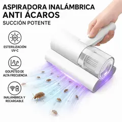GENERICO - ASPIRADORA ANTI ACAROS LUZ UV-C PORTATIL CON FILTRO USB INALAMBRICO COLCHON SOFA