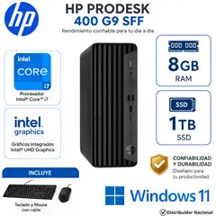 HP - Pc de Escritorio ProDesk Pro 400 G9 SFF Intel Core i7-12700 8GB RAM 1TB SSD 7G952LS#ABM