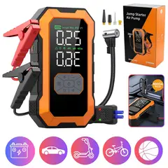 SEISA - Arrancador de Bateria para Auto Inflador de Llanta Carro Scooter Pelota Linterna Power Bank