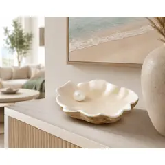 MAP DESIGN HOME - Bandeja Decorativa Concha Marina con Perla 23x23x07 cm