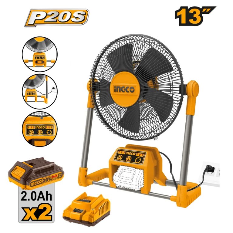 VENTILADOR INALÁMBRICO E ELÉCTRICO 20V Y 220V CFALI2001 + 2 BATERÍAS + 1 CARGADOR FBCPK2212