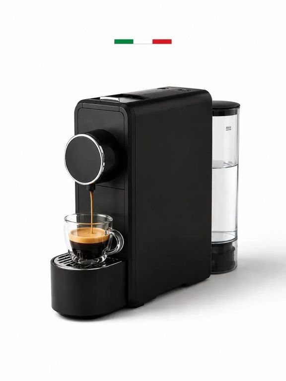 Maquina de café Expreso Italiana negra con capsúlas - EspressoDue Marta 19 Bar