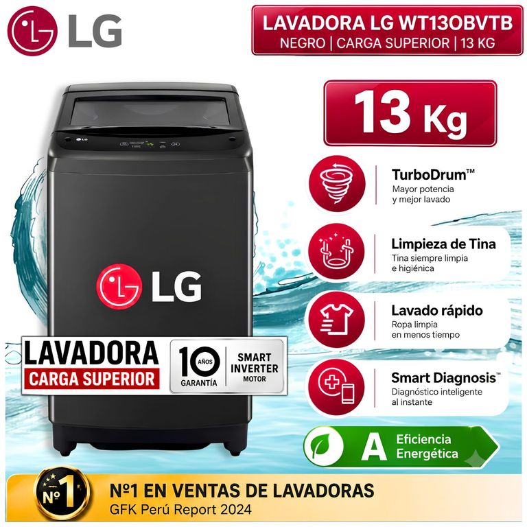 Lavadora Carga Superior 13Kg WT13OBVTB Negro
