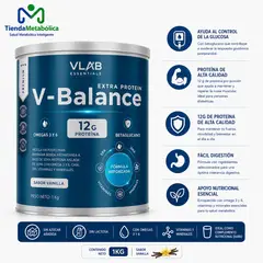 VLAB ESSENTIALS - Proteína Especializada V-BALANCE Extra Protein 1kg Soporte Diabetes