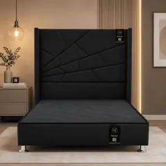 BARAKA HOME - CAMA TAPIZADA MOSTAR + BASE DE CAMA KOLPA 2 PLZ - NEGRO