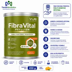VLAB ESSENTIALS - Fibra Soluble Prebiótica FIBRAVITAL Psyllium 450gr con Vitamina C