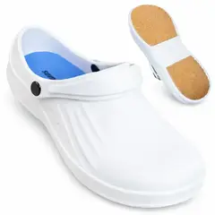 GENERICO - Zapato calzado chef cocinero zuecos antideslizantes blanco negro Premium doctor nana