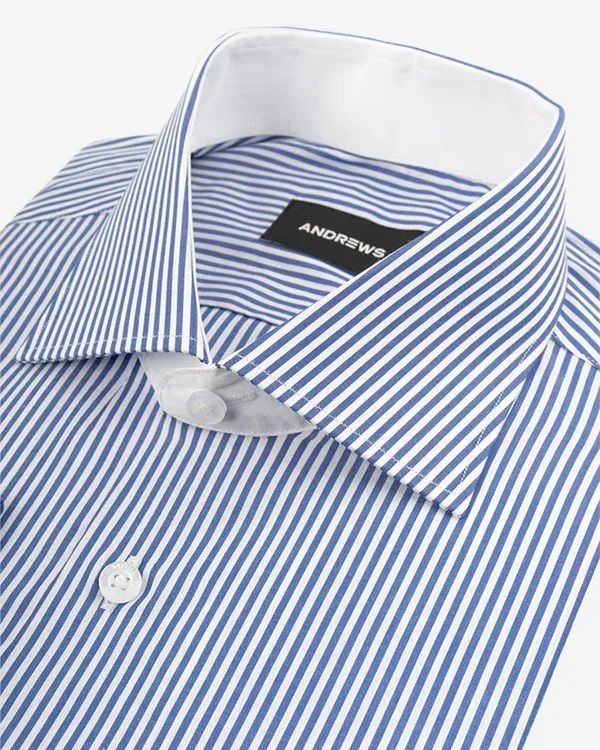Camisa de Vestir para Hombre Azulino a Rayas con Puño Especial
