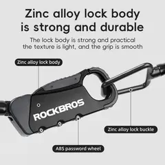 Rockbros - CANDADO ANTIRROBO PARA CASCO DE BICICLETA, SCOOTER, MALETAS , ALEACION DE ZINC, NEGRO