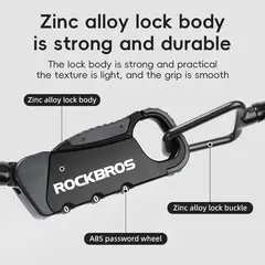 Rockbros - CANDADO PARA CASCO DE BICICLETA , MALETAS , SCOOTER, DE ALEACION DE ZINC