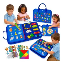 GENERICO - Juego Libro Didáctico Montessori De Actividades Sensoriales Para Niños Azul