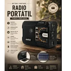 GENERICO - RADIO EWTTO ET-R1249BS CON PANEL SOLAR RECARGABLE Y BLUETOOTH
