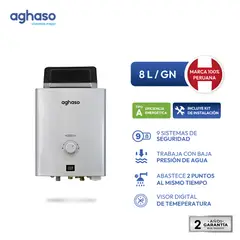 AGHASO - Terma a Gas Natural 8 Litros Flujo Constante Gris