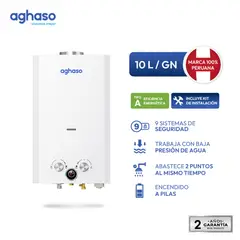 AGHASO - Terma a Gas Natural 10 Litros Tiro Natural Blanco