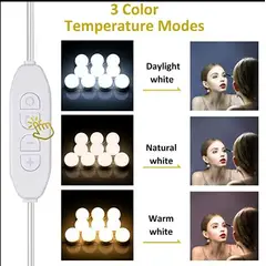GENERICO - Set de 10 Luces ,foco LED para Espejo de Maquillaje USB, 3 Tonos de Luz y Brillo Regulable