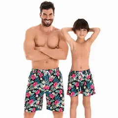 PUREPOWER - Daddy Son Matching Swim Trunks ,Modern Swimming Trunk Set with Elastic Waistband-XL+152+164