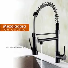XM - MEZCLADORA MONOCOMANDO PARA COCINA DOBLE SALIDA NEGRO M304-0109901