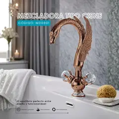 GENERICO - MEZCLADORA PARA LAVATORIO AL MUEBLE TIPO CISNE ROSE M0805