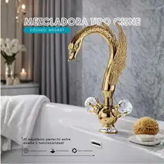 GENERICO - MEZCLADORA PARA LAVATORIO AL MUEBLE TIPO CISNE DORADO M00807