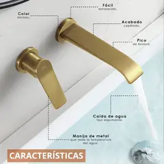 XM - MEZCLADORA MONOCOMANDO DE LAVATORIO A PARED DORADO M7407