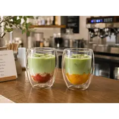 GENERICO - Set x 6 Vasos de Vidrio Borosilicato Doble Fondo 340 ml