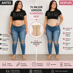 GENERICO - Faja Costillera Cinturilla I 15 Varillas I Doble Comprensión I Efecto reloj de arena