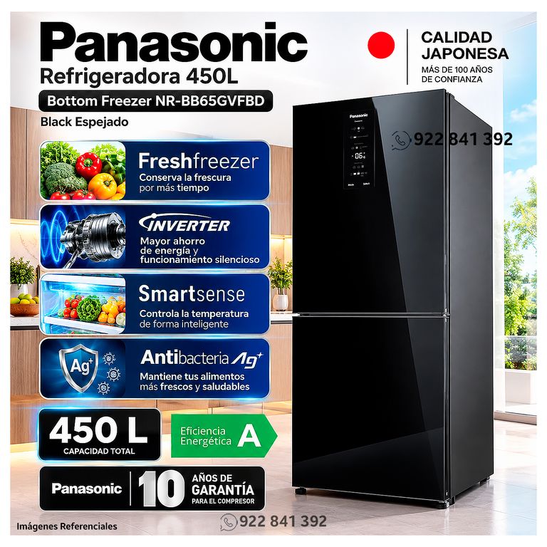 NR-BB65GVFBD Refrigeradora Bottom Freezer 450L No Frost Inverter