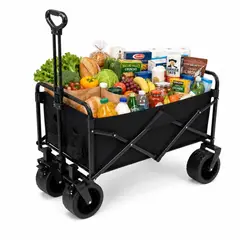 BUYPAL - Carrito de Compras Plegable 150 L con Ruedas Todo Terreno Negro