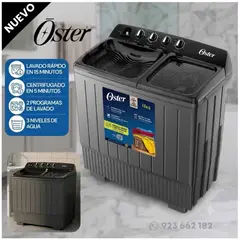 OSTER - Lavadora Semiautomática de Doble Tina 18 kg Negra OS-PSAWMX18B